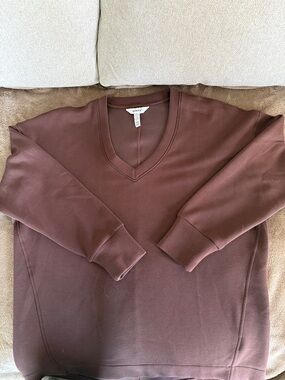 SPANX Women’s Air Essentials Brushed V Neck Tunic in Chocolate Brown, size L